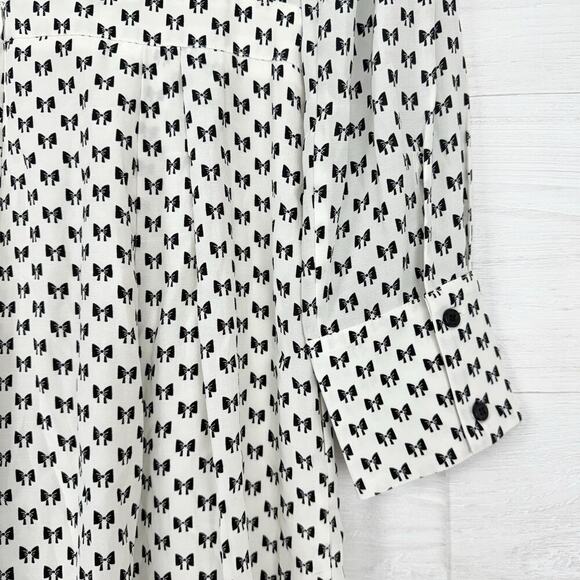 NWT Maje Bow-Print Playsuit Romper Size 38 US M White Black Coquette Retro $375 - Picture 8 of 16